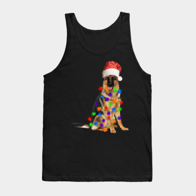German Shepherd Dog, Xmas Lights, Santa Christmas Tank Top by logiamerch