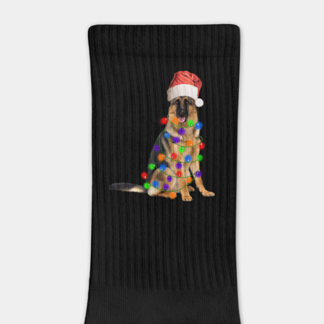 German Shepherd Dog, Xmas Lights, Santa Christmas by logiamerch