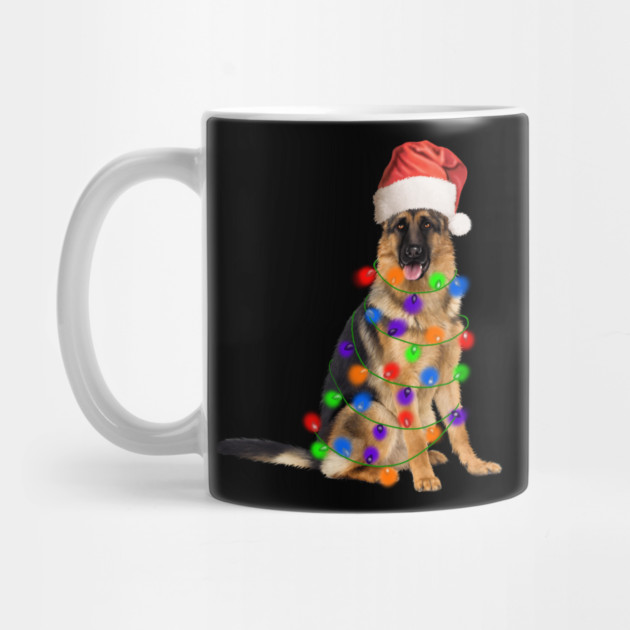 German Shepherd Dog, Xmas Lights, Santa Christmas by logiamerch