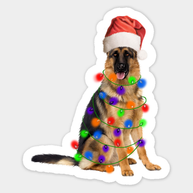 German Shepherd Dog, Xmas Lights, Santa Christmas Sticker by logiamerch