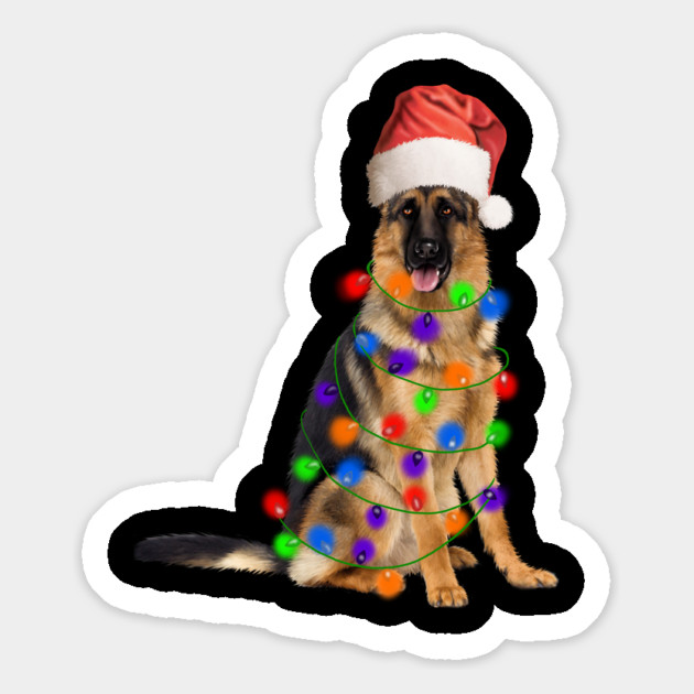 German Shepherd Dog, Xmas Lights, Santa Christmas Magnet by logiamerch