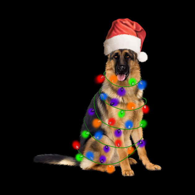 German Shepherd Dog, Xmas Lights, Santa Christmas by logiamerch