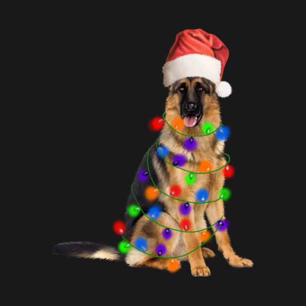 German Shepherd Dog, Xmas Lights, Santa Christmas by logiamerch