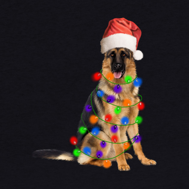 German Shepherd Dog, Xmas Lights, Santa Christmas by logiamerch