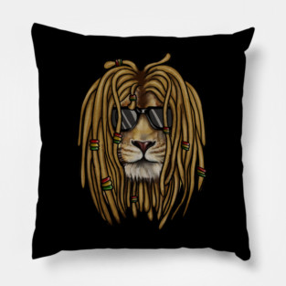 African Rasta lion, Dreadlocks Pillow