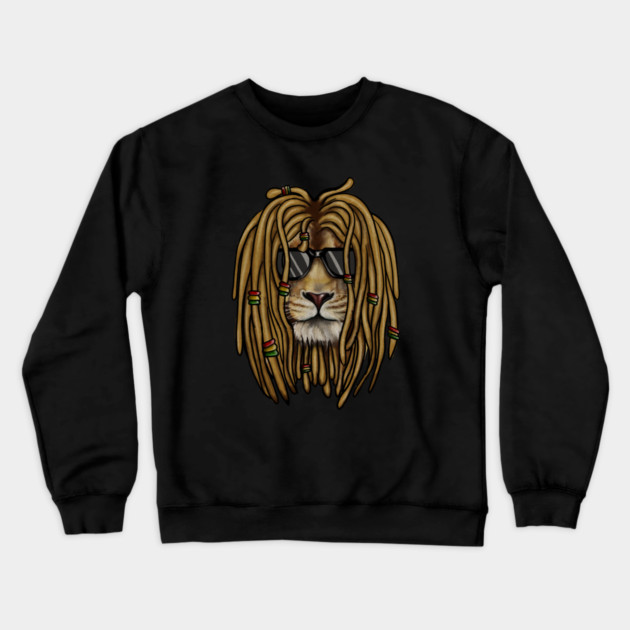African Rasta lion, Dreadlocks Crewneck Sweatshirt by logiamerch