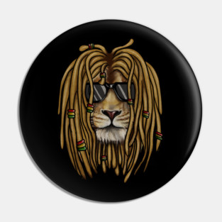African Rasta lion, Dreadlocks Pin