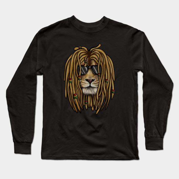African Rasta lion, Dreadlocks Long Sleeve T-Shirt by logiamerch