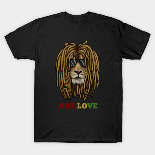 African Lion, Rasta Love, Jamaica, Reggae T-Shirt by logiamerch