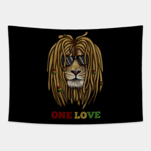 African Lion, Rasta Love, Jamaica, Reggae Tapestry