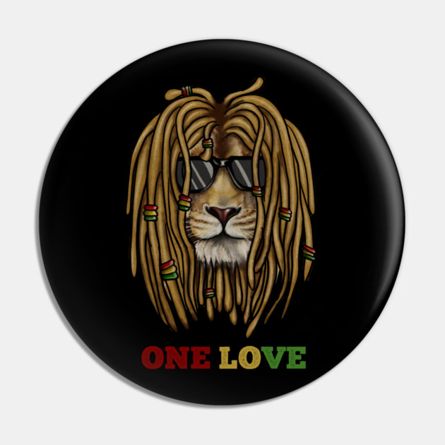 African Lion, Rasta Love, Jamaica, Reggae Pin by logiamerch