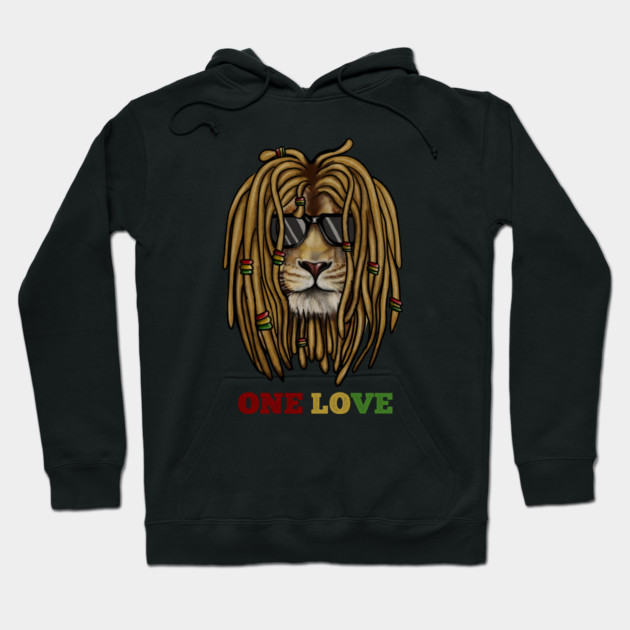 African Lion, Rasta Love, Jamaica, Reggae Hoodie by logiamerch
