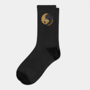 Yin Yang Symbol, Jaguar Cat, Black Panther Animal Socks