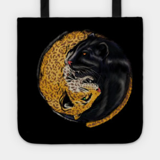Yin Yang Symbol, Jaguar Cat, Black Panther Animal Tote