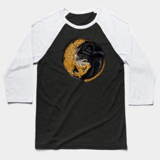 Yin Yang Symbol, Jaguar Cat, Black Panther Animal Baseball T-Shirt