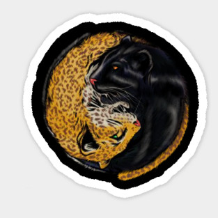 Yin Yang Symbol, Jaguar Cat, Black Panther Animal Sticker