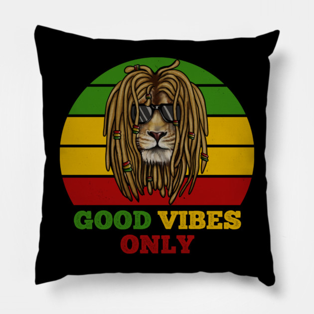 Rasta Lion, Good Vibes, African Pillow by logiamerch