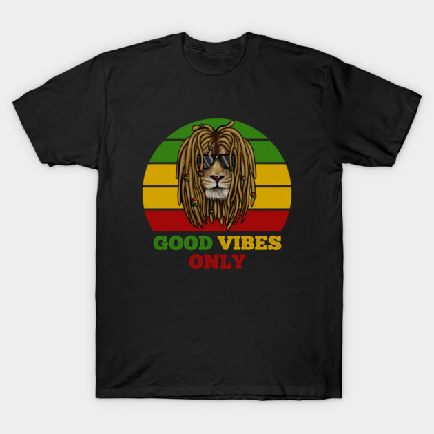Rasta Lion, Good Vibes, African T-Shirt by logiamerch