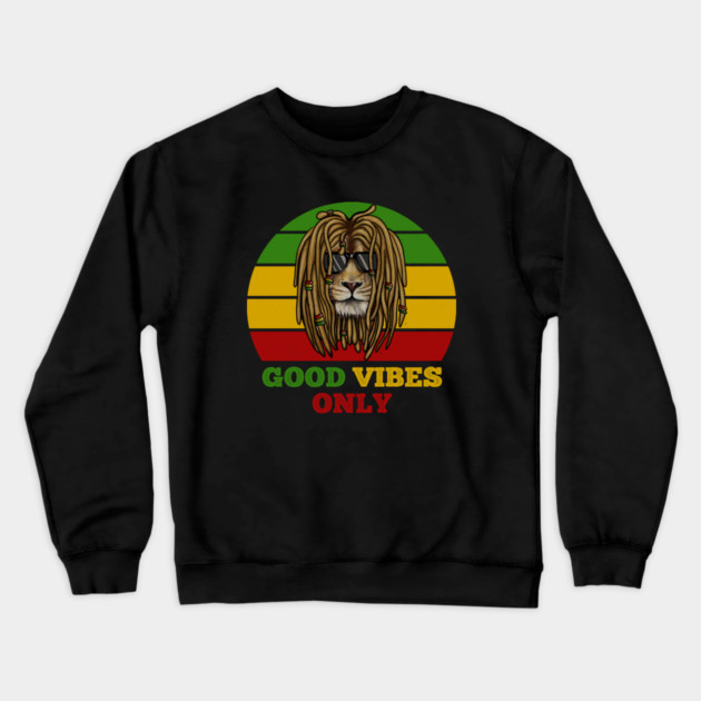 Rasta Lion, Good Vibes, African Crewneck Sweatshirt by logiamerch