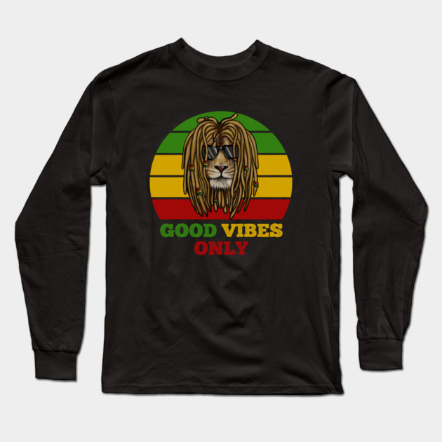 Rasta Lion, Good Vibes, African Long Sleeve T-Shirt by logiamerch