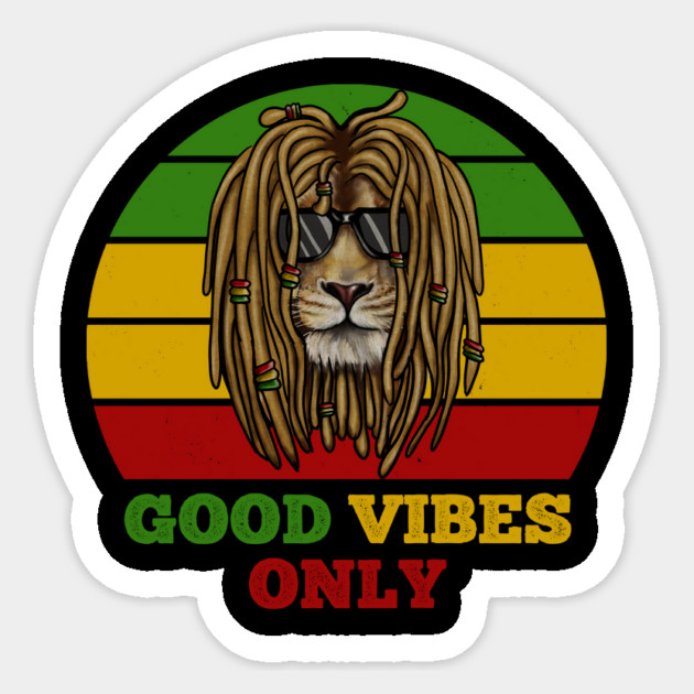 Rasta Lion, Good Vibes, African Sticker by logiamerch