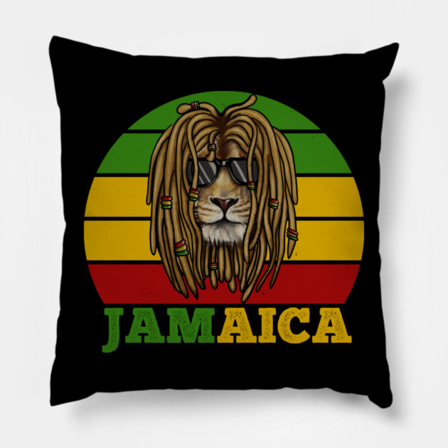 Jamaica Rasta, African Lion, Jamaican Pillow by logiamerch