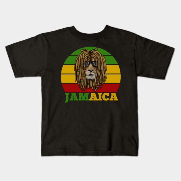 Jamaica Rasta, African Lion, Jamaican Kids T-Shirt by logiamerch