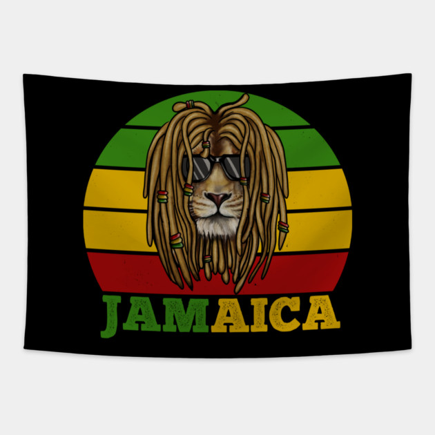 Jamaica Rasta, African Lion, Jamaican Tapestry by logiamerch