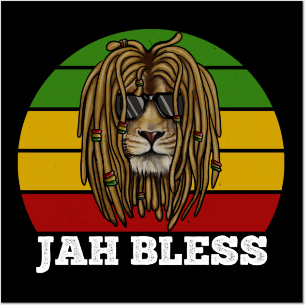 Jah Bless, Jamaica, Rasta African Lion Wall Art by logiamerch