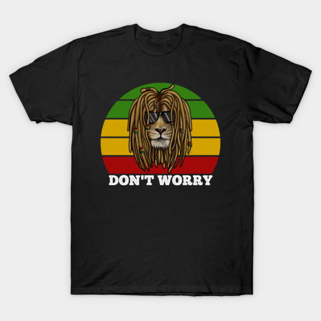 Don't Worry, Jamaica, Rasta African Lion T-Shirt by logiamerch