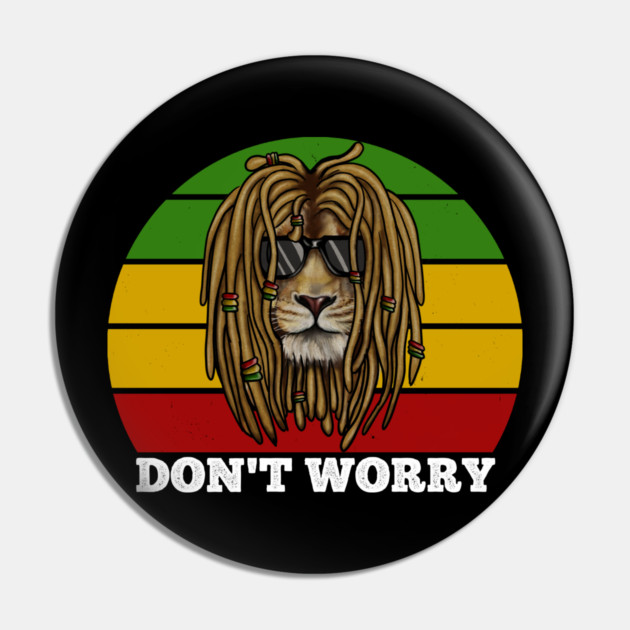 Don't Worry, Jamaica, Rasta African Lion Pin by logiamerch