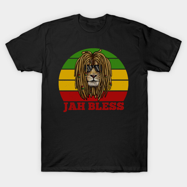 Jah Bless, Jamaica, Rasta African Lion T-Shirt by logiamerch