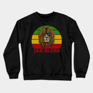 Jah Bless, Jamaica, Rasta African Lion Crewneck Sweatshirt