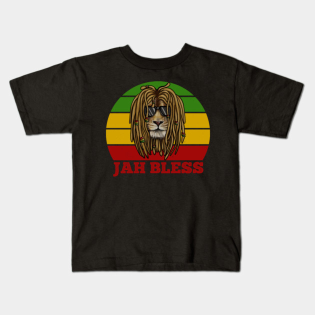 Jah Bless, Jamaica, Rasta African Lion Kids T-Shirt by logiamerch