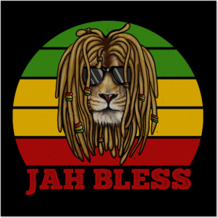 Jah Bless, Jamaica, Rasta African Lion Posters and Art
