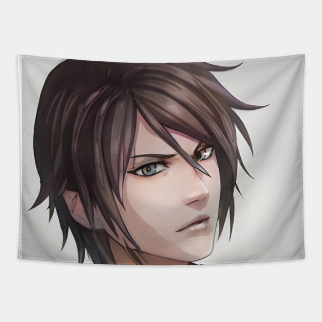 Grey Hair Anime Boy Tapestry by animegirlnft
