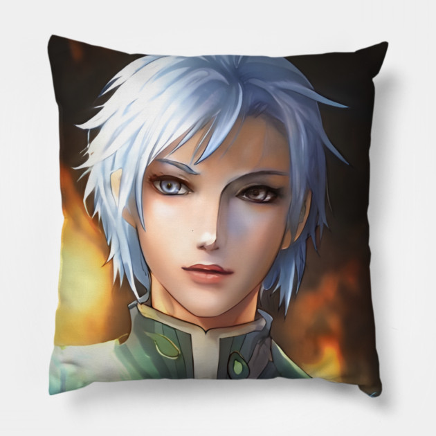 White Hair Anime Boy Pillow by animegirlnft
