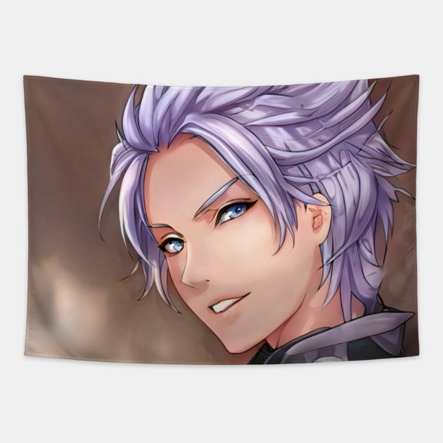 Purple Hair Anime Boy Tapestry by animegirlnft