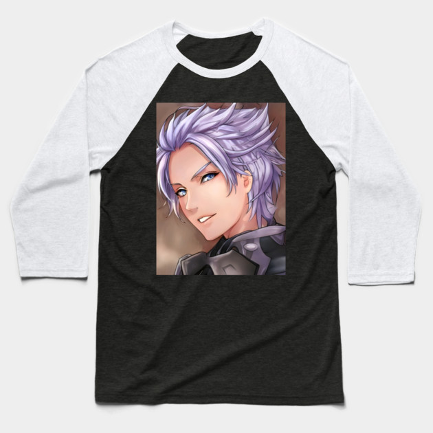 Purple Hair Anime Boy Baseball T-Shirt by animegirlnft