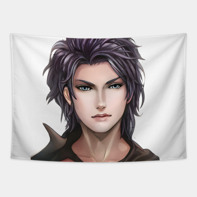 Brown Hair Anime Boy Tapestry by animegirlnft