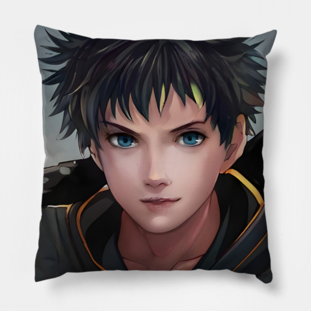 Black Hair Anime Boy Pillow by animegirlnft