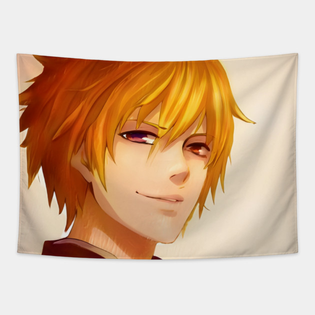 Blonde Hair Anime Boy Tapestry by animegirlnft