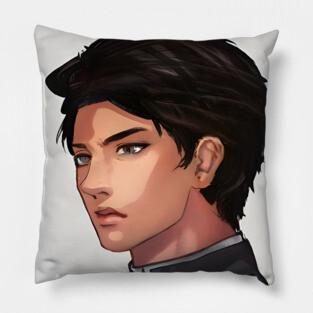 Black Hair Anime Boy Pillow