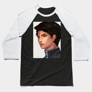 Black Hair Anime Boy Baseball T-Shirt
