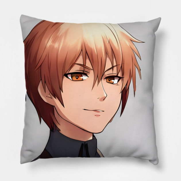 Brown Hair Anime Boy Pillow by animegirlnft