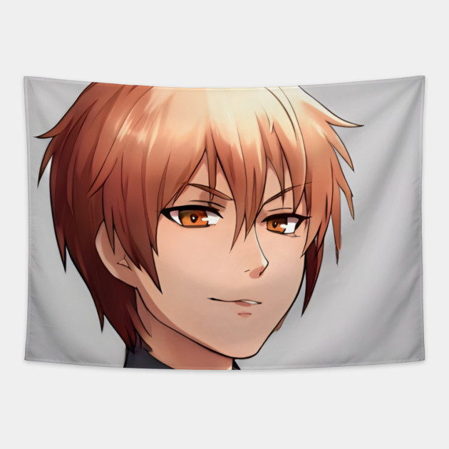 Brown Hair Anime Boy Tapestry by animegirlnft