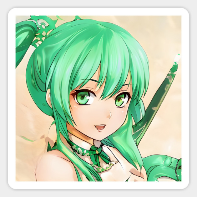 Green Hair Anime Girl Sticker by animegirlnft