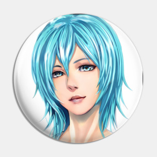 Blue Hair Anime Girl Pin