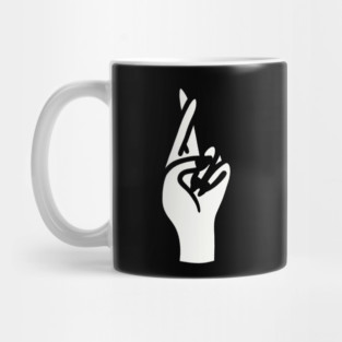 Fingers crossed hand for good luck Mug