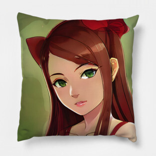 Brown Hair Anime Girl Pillow